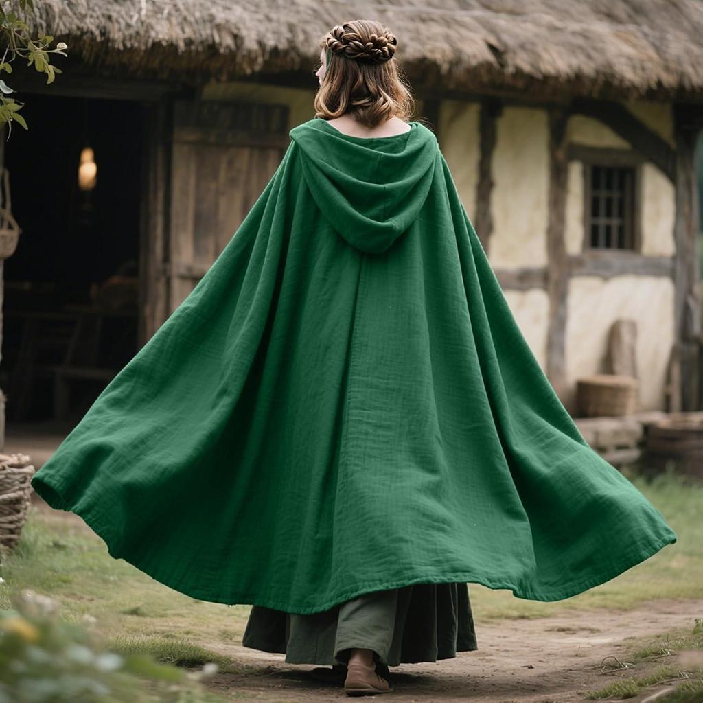 Medieval Hooded Cloak - Linen, Available in 6 Colors for Halloween