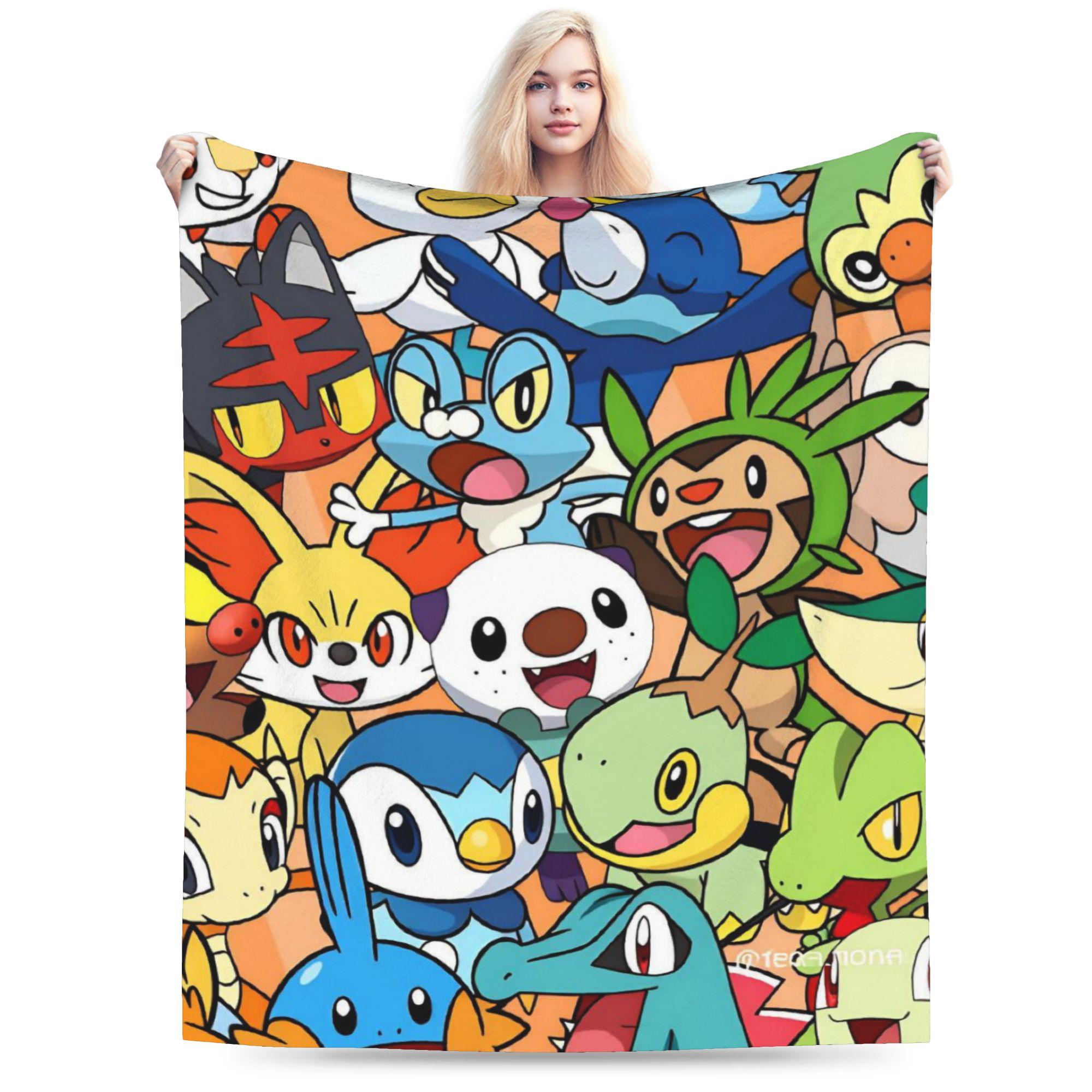 

Pokemon Characters Blanket Warm Funny Plush Bedding Throws For Kids Couch Chair Flannel Bedspread Bed Cover 75x100cm (30x40inch)