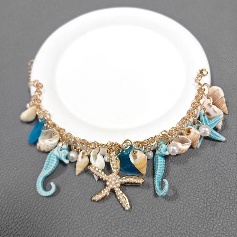 Ocean Style Starfish Shell Bracelet Woman Accessories Jewelry Bohemian Style Imitation Pearl Bracelets Vacation