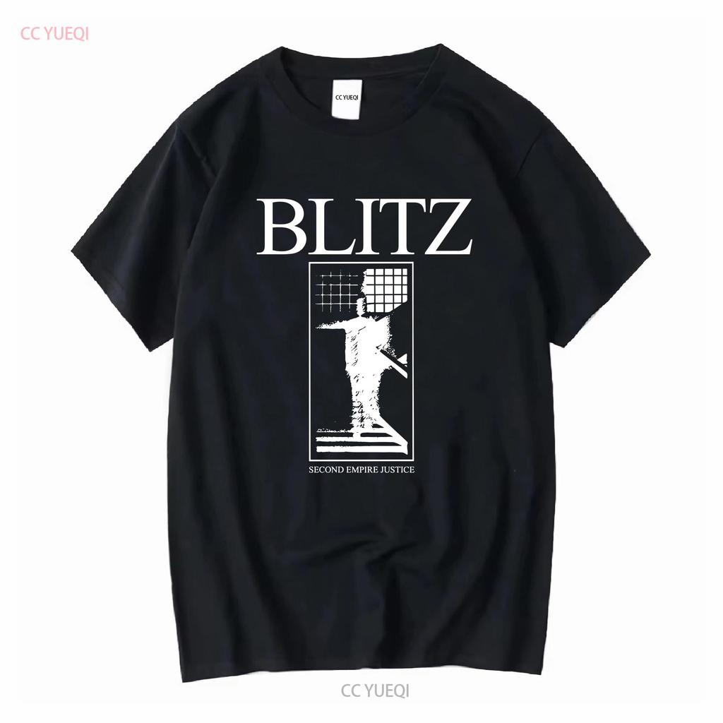 Blitz Second Empire Justice T Shirt rock band TE3531 vintage Washed Top For Everyday Wear Soft Versatile Casual fashion