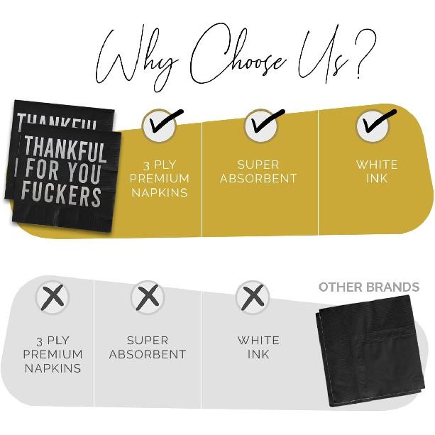 Friendsgiving Napk 52 Pcs, Thankful for You Fuckers, Thankful for You F Ckers, Friends giving Decorations, Funny Thanksgiving Napk, Friends Giving