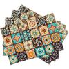 Boho Floral Placemats Set of 4, Retro Flower Geometric Place Mat Bohemian Floral Cloth Tablemats Non-Slip Washable Tabletop Mat 12x18 Inch for Indoor