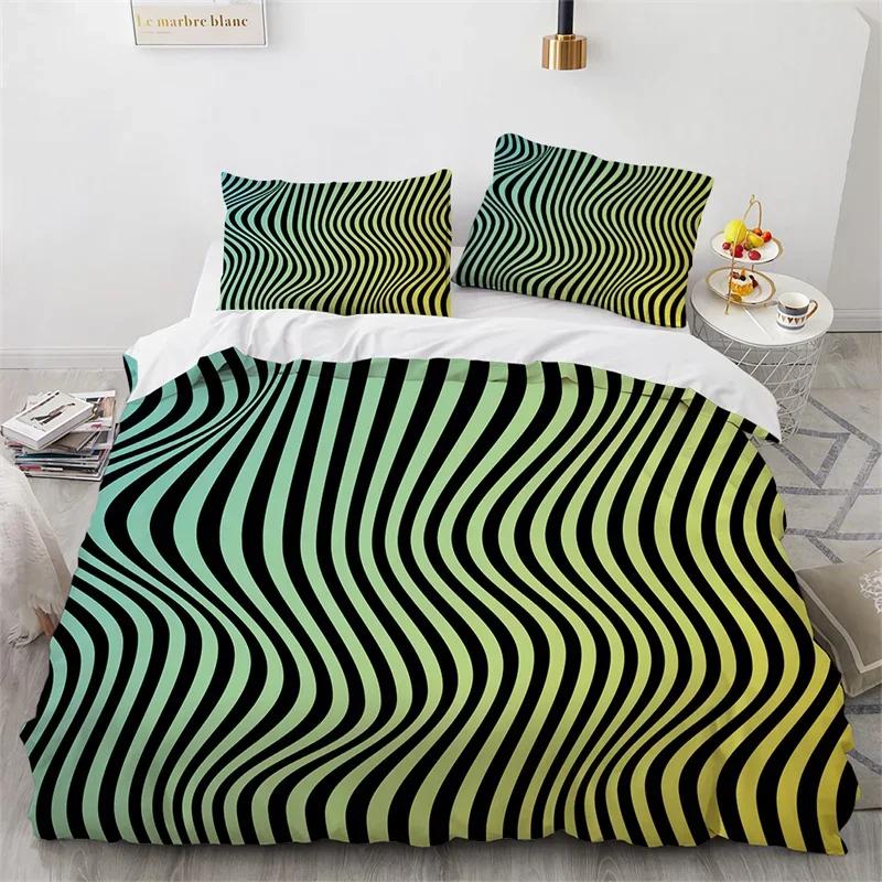 Abstract Geometric Duvet Cover Queen Psychedelic Spiral Swirl Bedding Set Microfiber Quilt Cover For Kids Teen Girls Room Decor