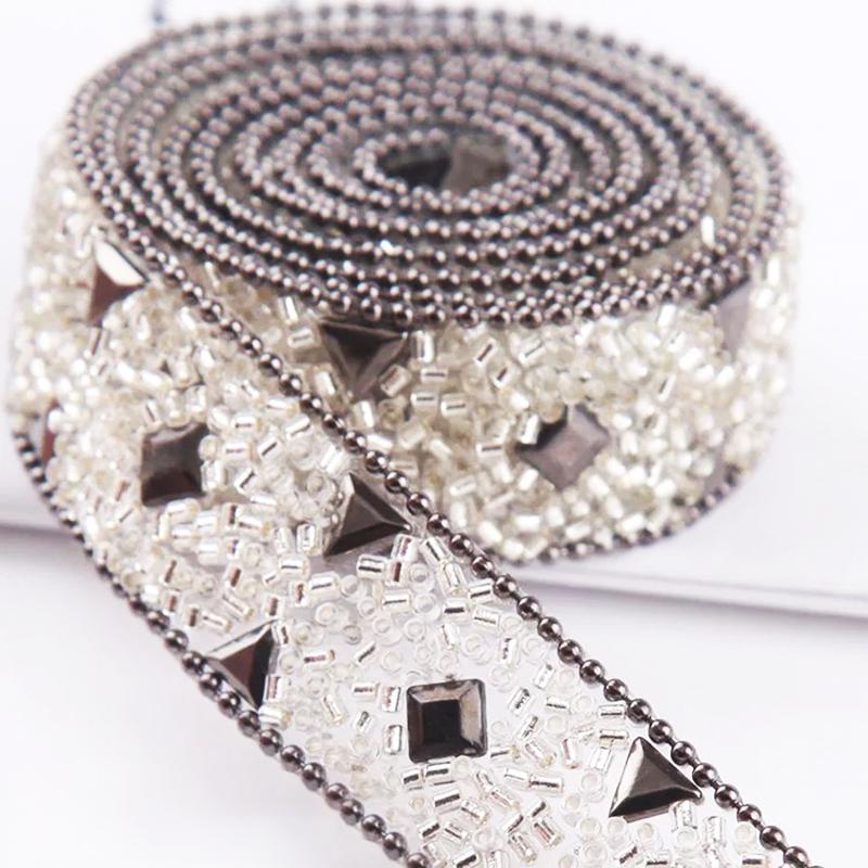 Hot Fix Rhinestone Ironing Chain DIY Clothing Shoes Bag Ironing Sewing Jewelry Accessories Gemstone Trim Belt Diamond Glue 1Yard
