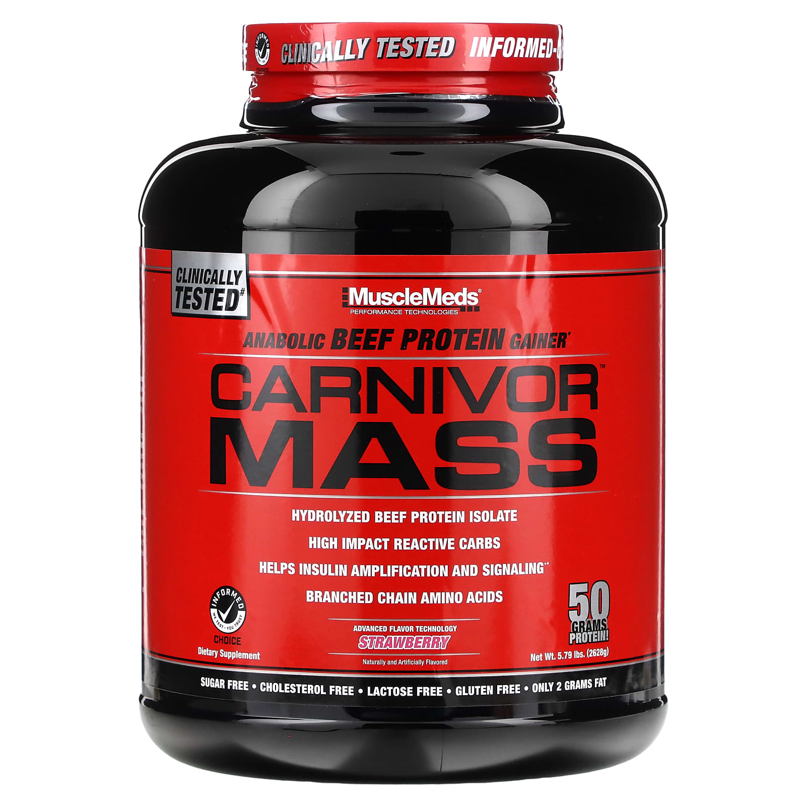 

MuscleMeds, Carnivore Mass, Strawberry, 5.95 lbs (2,698 g)