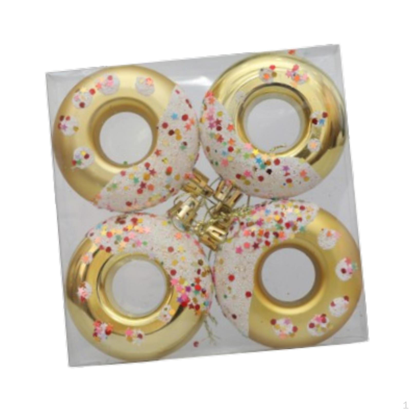 

4 шт. Рождественские подвесные украшения в форме пончика, рождественские украшения, декоративные, диаметр 7 см для Golden