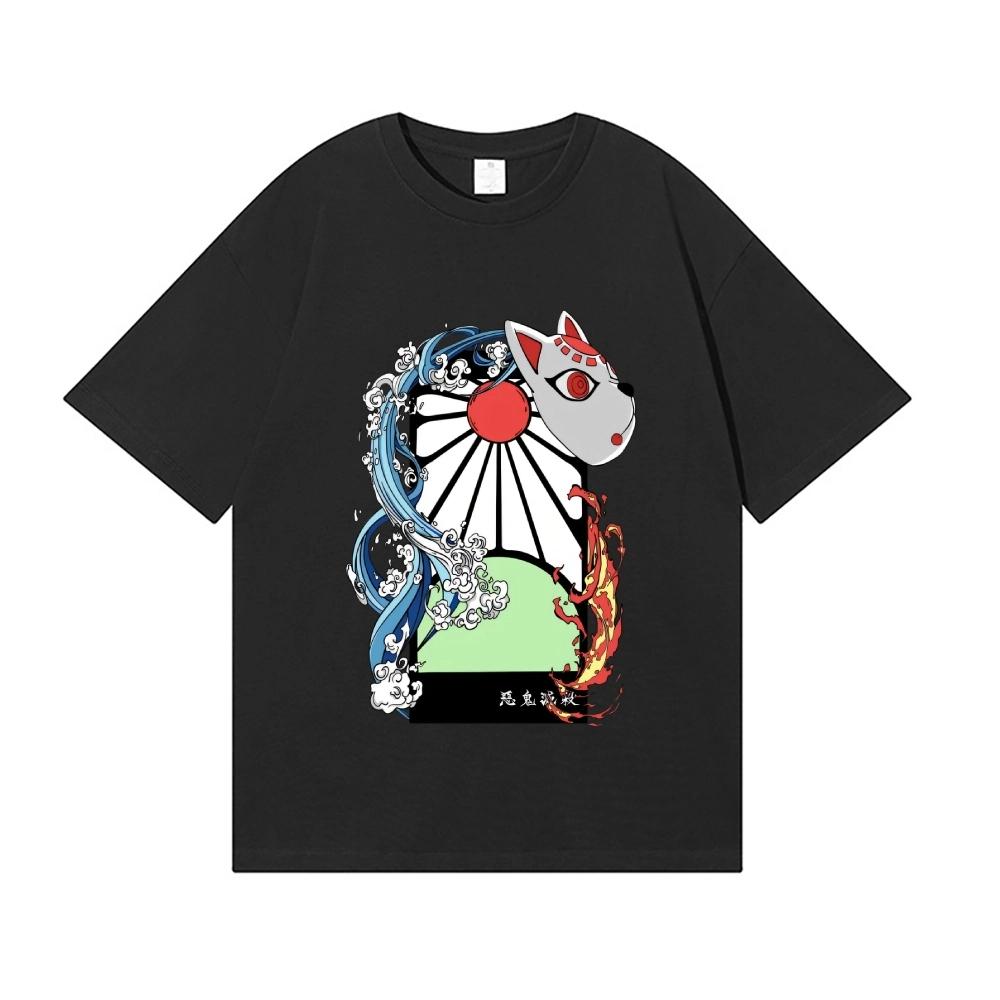 

2026 New Demon Slayer Hanafuda Japanese Style Classic Print Tshirt Short Sleeve Tshirt Mens and Womens Tshirt Mens Tops S
