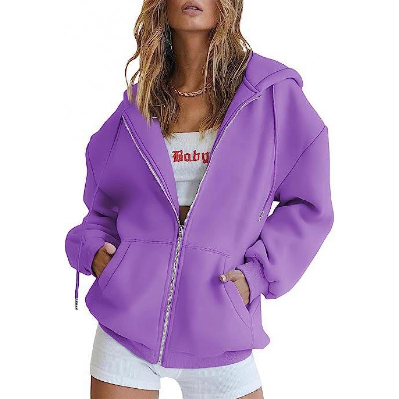 2024 Unisex Plus Velvet Hooded Sweatshirt Cardigan Zipper Windbreaker Casual Top