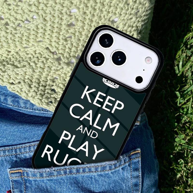 Keep Calm and Play Rugby Phone Case For iPhone 17 AIR 16 Pro Max 15 14 Pro 11 12 13 Shockproof Silicone Cover