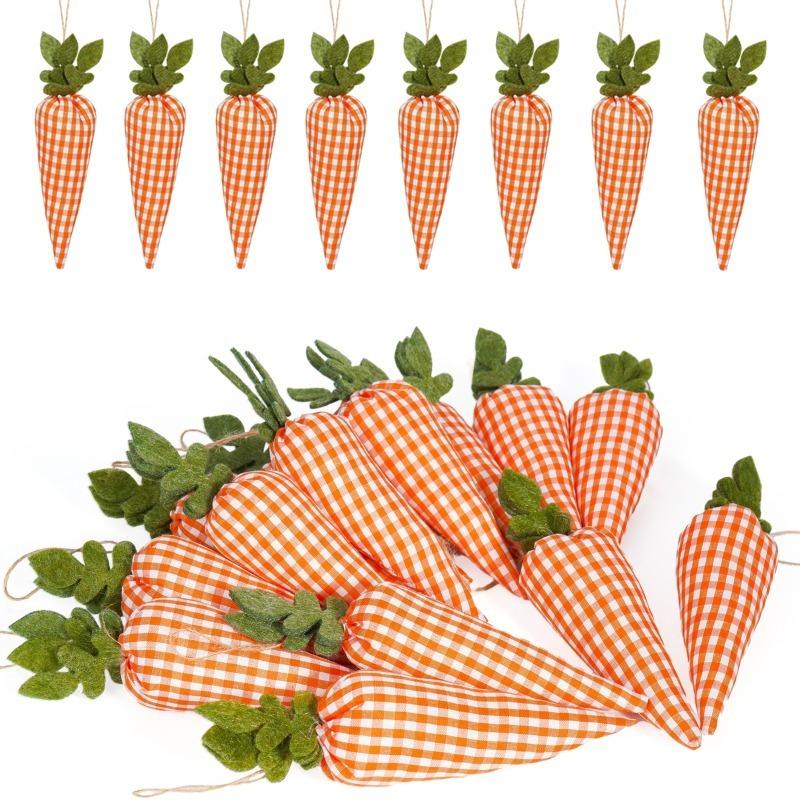 4pcs Easter Carrot Wall Hanging Decorations, Cotton Non-Woven Carrots, Rabbit Theme, Ideal for Party, Home Decor, DIY Crafts & Gifts