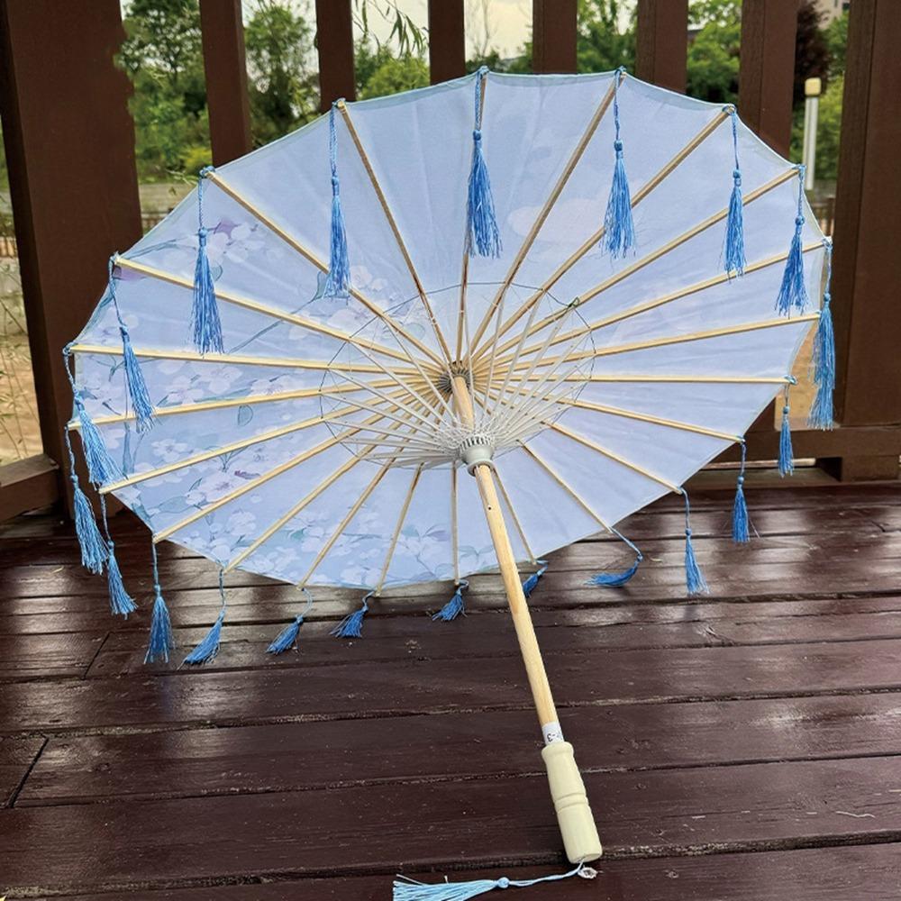 70cm Classical Oil Paper Umbrella Chinese Style Tassel Umbrella Silk Fabric Tassel Umbrella  Girls