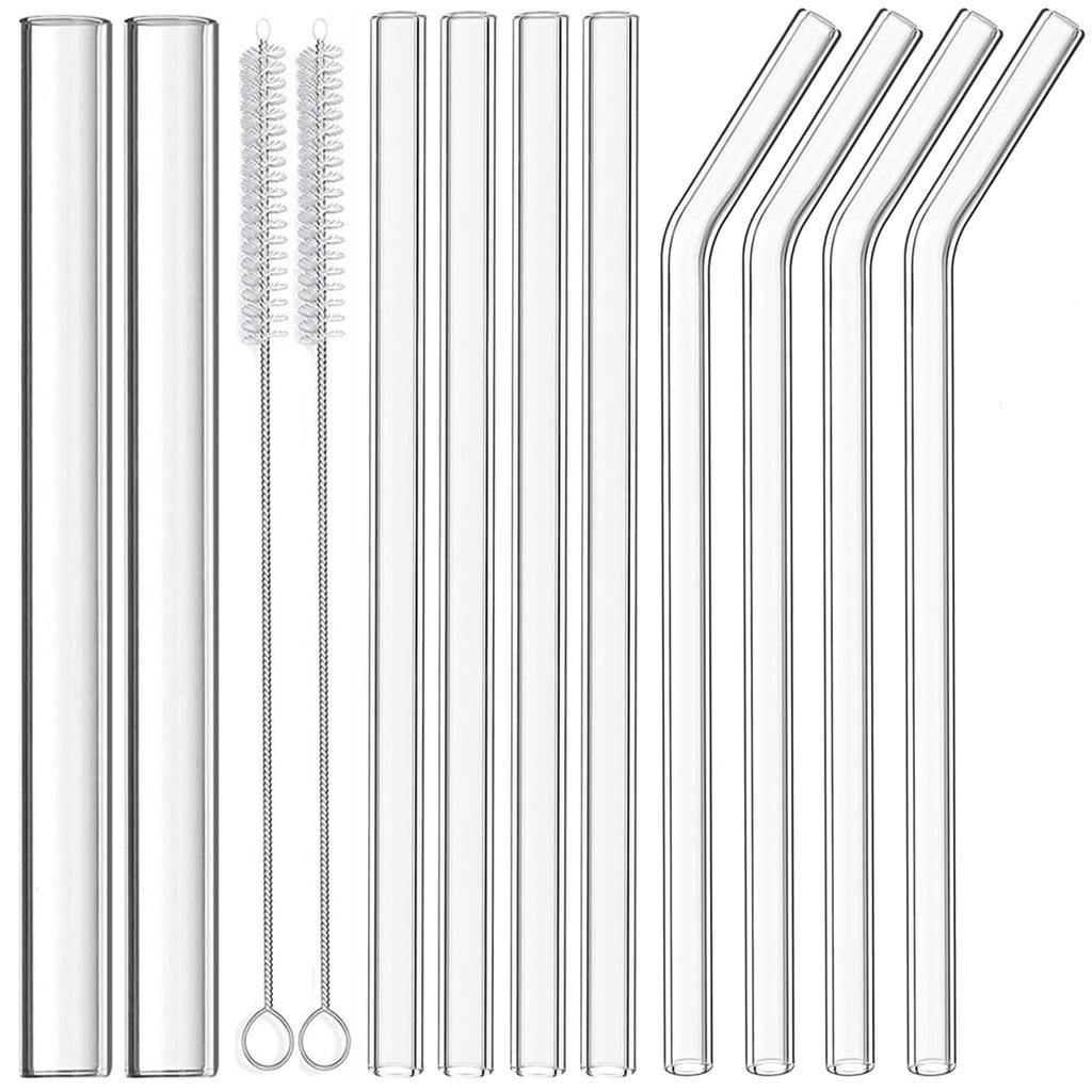 Set paie reutilizabile din sticlă Pai mari Boba din sticlă transparentă Paie late pentru băutură pentru ceai cu bule Milkshake Popping perle