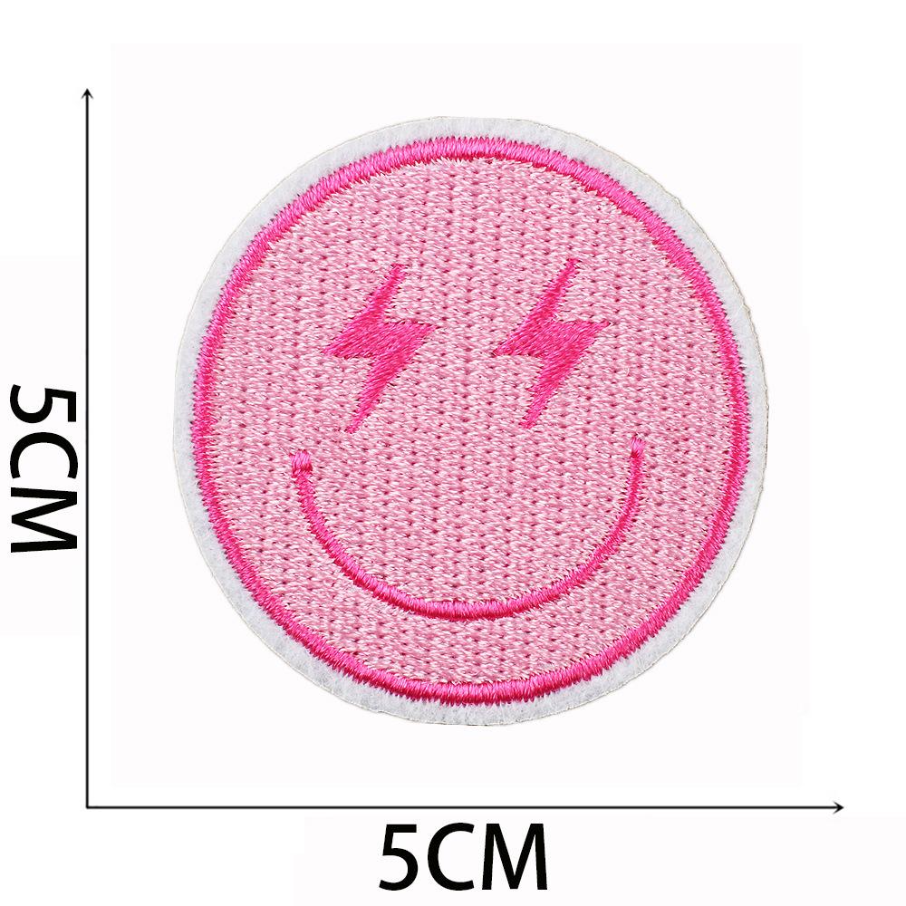 Pink Cheetah Embroidery Cloth Sticker Bag Decoration Rainbow Smiley Face Patch Sticker Butterfly Embroidery Label Mushroom Chapter Ironing