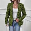 Blazer da Donna con Revers Tacca a Bottone Singolo Jacquard Floreale Vestibilità Slim Manica Lunga Casual Ufficio Giacca Corta da Completo