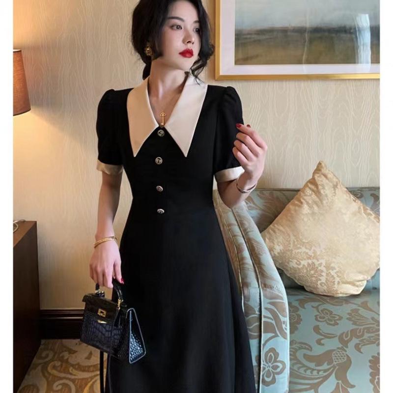 Plus Size Women's Slimming French Design Waist-Hugging Dress for Summer and Autumn