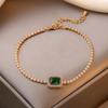 Minimalist Diamond-Set Adjustable Geometric Bracelet – European & American High-End Fashion Jewelry