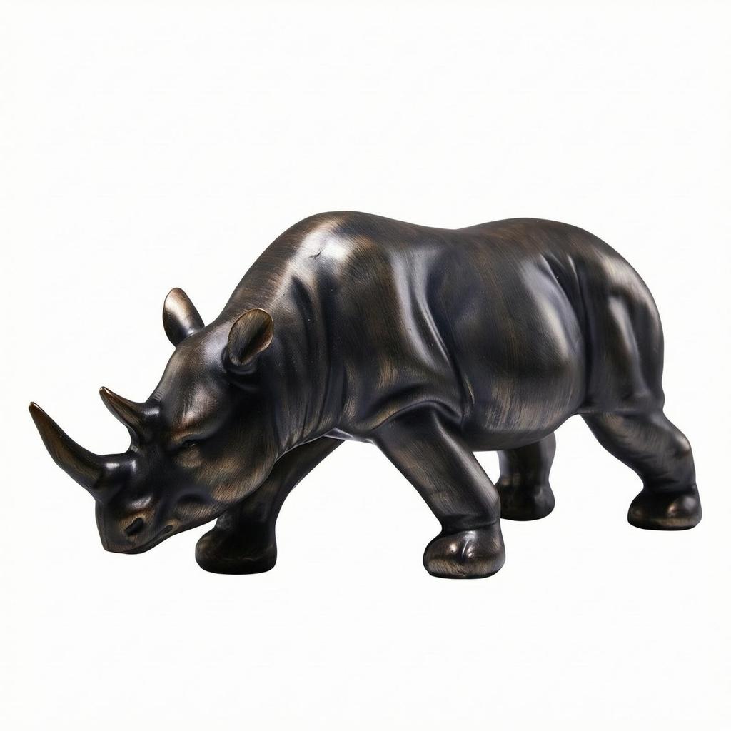 Rhinoceros Figurine Resin Rhino Modern for Office Desk, Display Cabinet