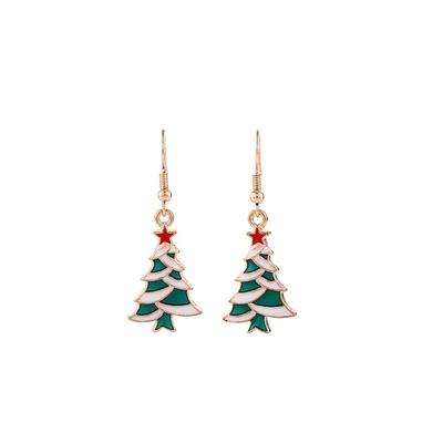 Hot Sale Fashion Personality Christmas Pendant Earrings Alloy Dripping Oil Christmas Snowflake Stud Earrings