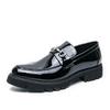 Large size 462025 men's patent leather metal buckle men's shoes casual British mirror business dress leather shoes men