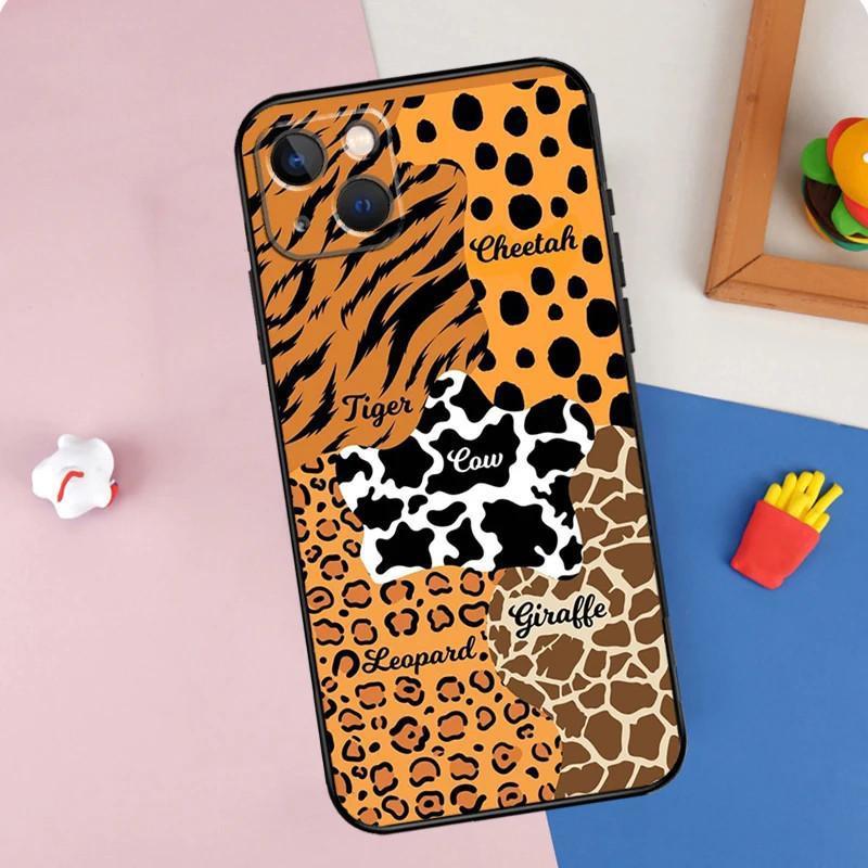 iPhone15 Mini mobile phone case, tiger leopard print leopard mobile phone case, painted anti-drop for anti-drop.