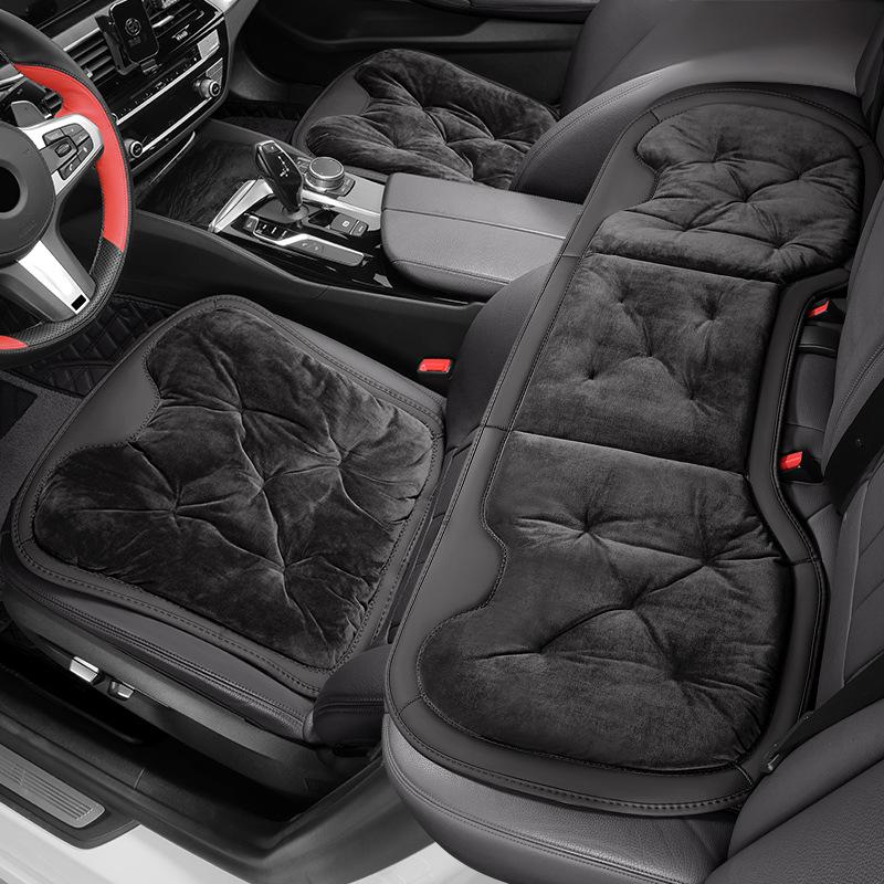 Plush Car Seat Cushion with Backrest - Thickened for Autumn/Winter Warmth