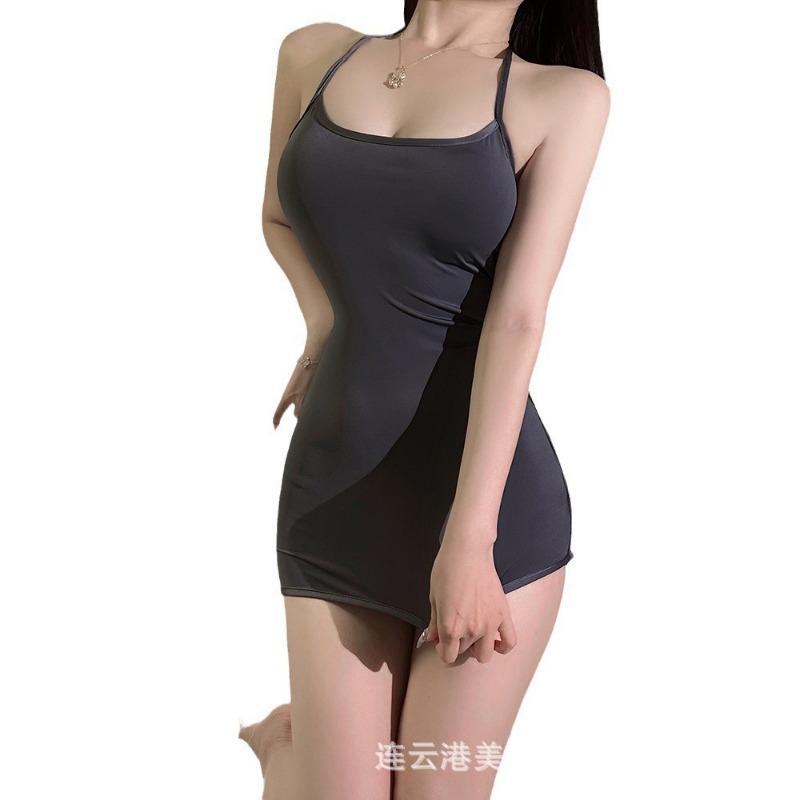 Sexy underwear suspender backless ice silk sexy hollow neck hip skirt free from pure desire to tempt husband sex woman