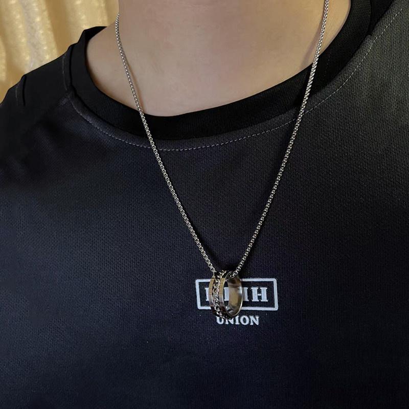 Brand All-Match Ring Necklace Dual-Use Men'S Pendant Simple Women'S Hip-Hop Personality Titanium Steel Accessories