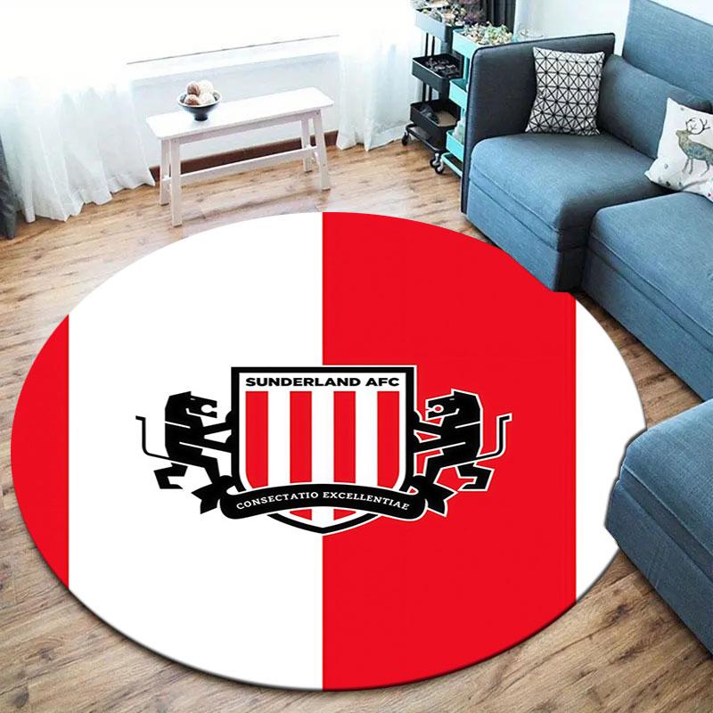 Sunderland Association Football Club Round Area Rug,Carpet Rug for Living Room Bedroom Sofa Playroom Decor,Non-slip Floor Mat