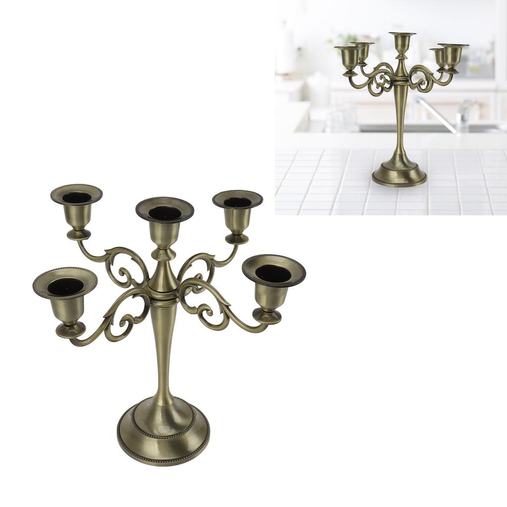 5 Arm Candlestick Holder Iron Retro Decorative Candle Holder Centerpiece for Home  