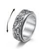 Punk Demon Eye Carved Anti Stress Ring Man Stainless Steel Rotating Anxiety Control Fidget Rings Zircon Anillo Antiestres