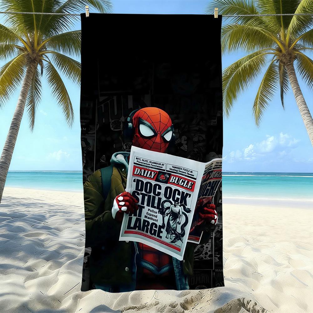 Toalla de Playa con Estampado de Dibujos Animados de Marvel Spider-Man, Natación en la Costa, Secado Rápido, Suave y Agradable para la Piel, Playa de Vacaciones