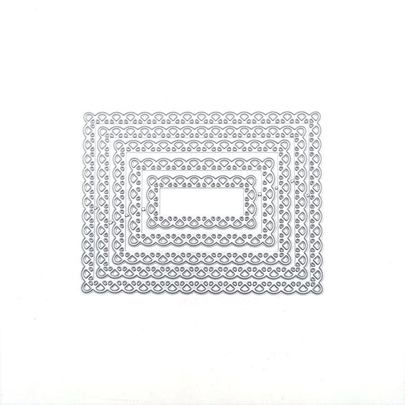 Stitched Rectangle Scallop Frame Metal Cutting Dies Scrapbooking Steel Craft Dies Cuts Embossing Paper Art Card Make Stencil