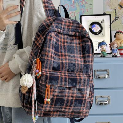 Backpack Women's Vintage Plaid Backpack Student Schoolbag