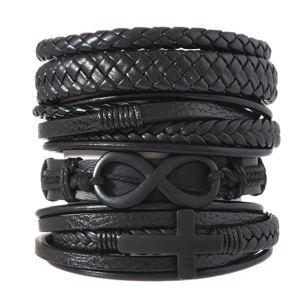 Cross-border new number 8 multi-layer leather jewelry men's bracelet leather rope woven jewelry alloy bracelet magnet buckle