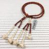 Umetake Nichiren Buddhist Prayer Beads for Men, 1 Shaku (3.5 Ft.), Striped Rosewood and Ivory, Odamaki Bonten