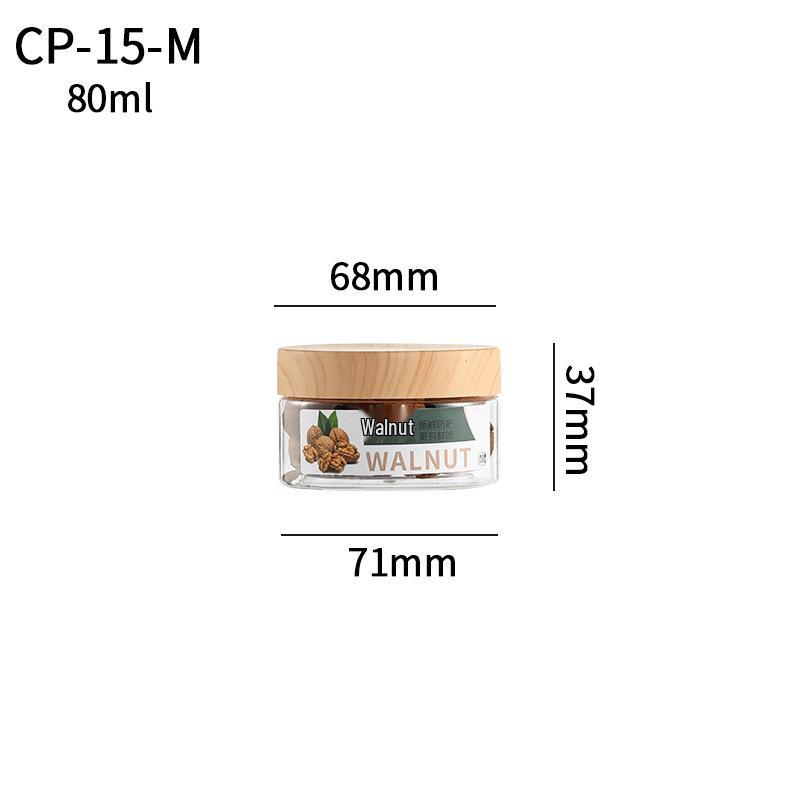 Transparent Sealed Kitchen Storage Jar with Wood Grain Lid for Cereal, Dried Fruit, and Nuts