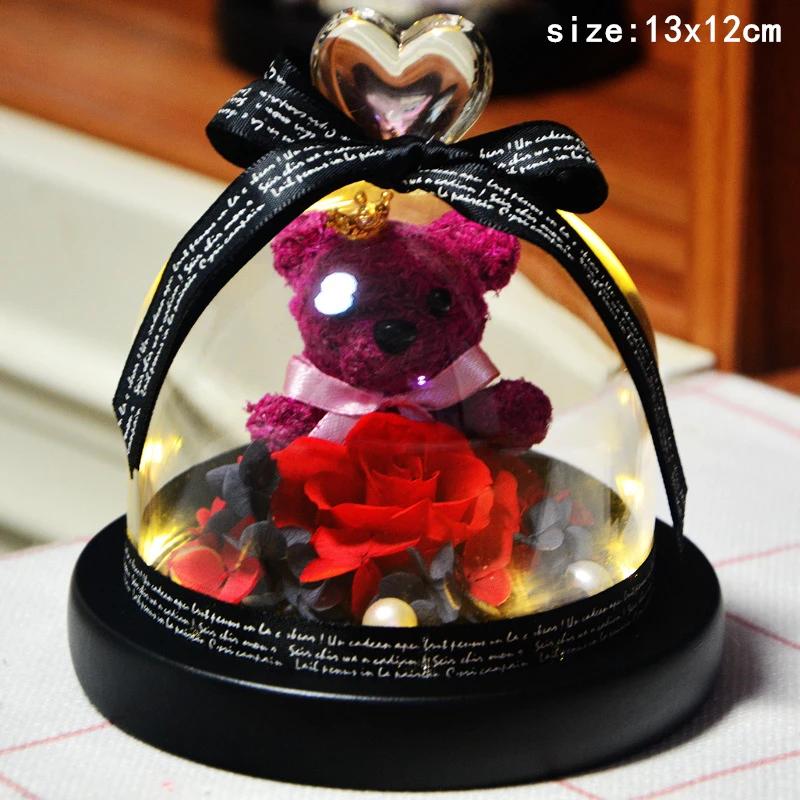 Valentines Day Gift for Girlfriend Eternal Rose LED Light Flower In Glass Cover Mothers Day Birthday Party Wedding Decoration