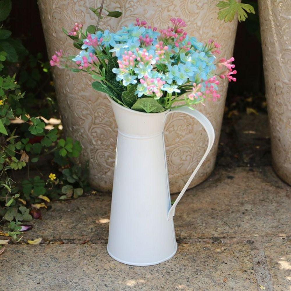 Handicraft Flower Bucket Ornament Iron Art Coffee Pot Pastoral Tin Flower Vase  Outdoor