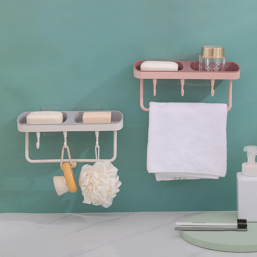 Soap Rack No Drilling Wall Mounted Double Layer Soap Holder with Suction Cup Bathroom Accessories