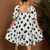 Rochie Casual Scurtă de Vară pentru Femei Mărimi Mari, Pătrată, cu Buline, Largă