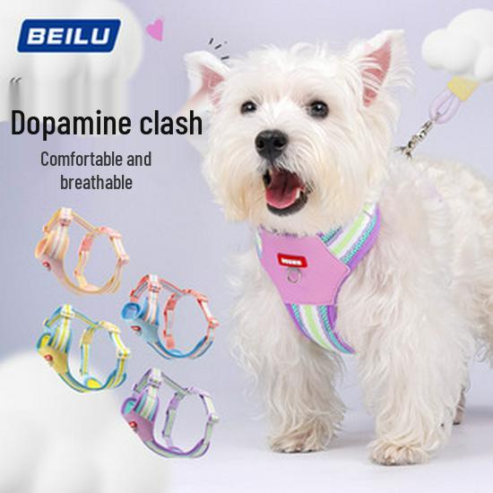 Kariertes reflektierendes Hunde- & Katzengeschirr mit Leine