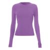 Dames Ronde Hals Lange Mouwen T-shirt Slim Fit Casual Effen Crop Top Gerimpeld Basic Dagelijks Laagjes Shirt