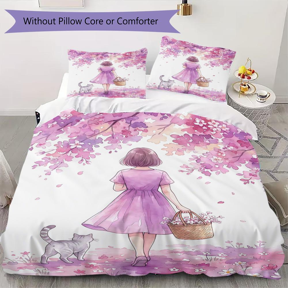 Watercolor style Pattern Bedding uilt Set uilt Cover Pillowcase Home Decoration Birthday Gift (1 * duvet cover + 2 * pillowcase  without core)