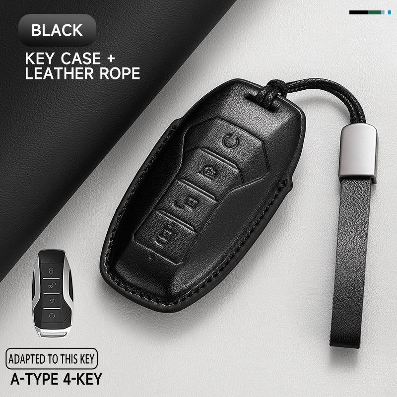 Leather Car Key Cover Case Protection Shell Keychain for BYD Tang EV600 Han EV Yuan ATTO 3 Song PLUS Pro MAX DMI Qin Dolphin