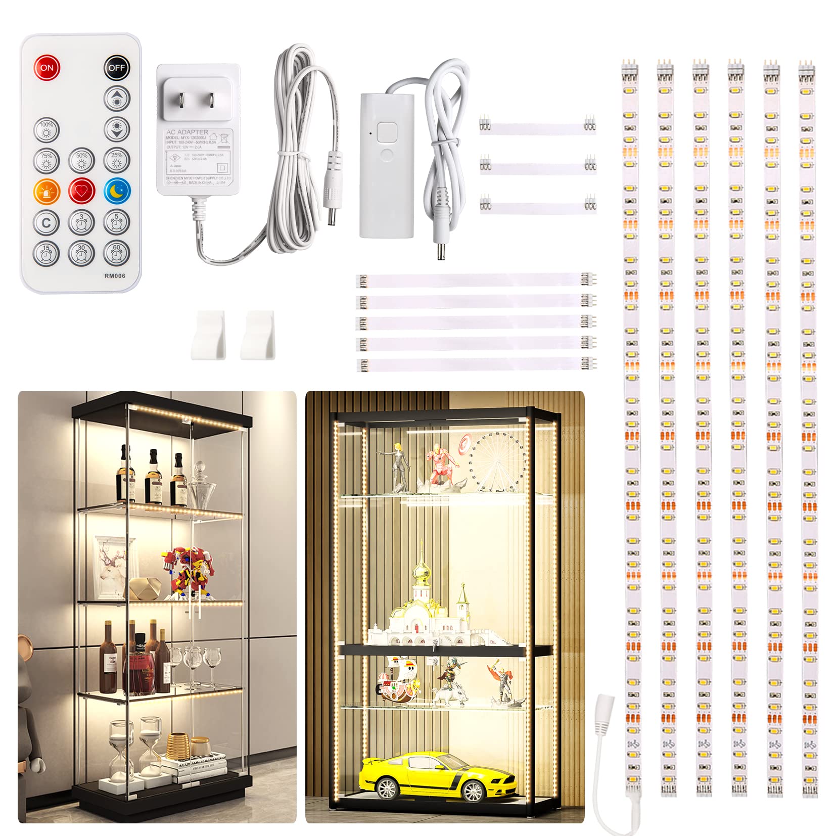

Wobane LED Strip Light, 3m, High Brightness, 1500lm, Indirect Lighting, Remote Control, Stepless Dimming, 0.5m x 6 Strips, Connectable, No