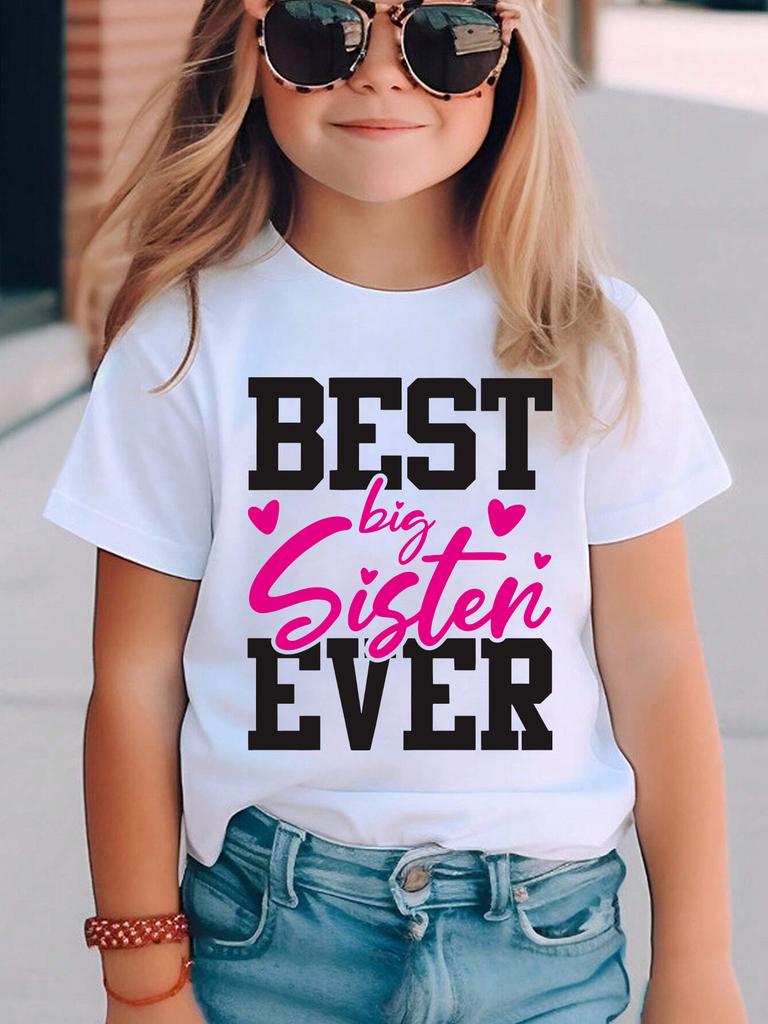 European sizes Summer Fashion Girls Short Sleeve T Shirt Letter Print Casual Versatile Top Girls Clothing Kids Clothing