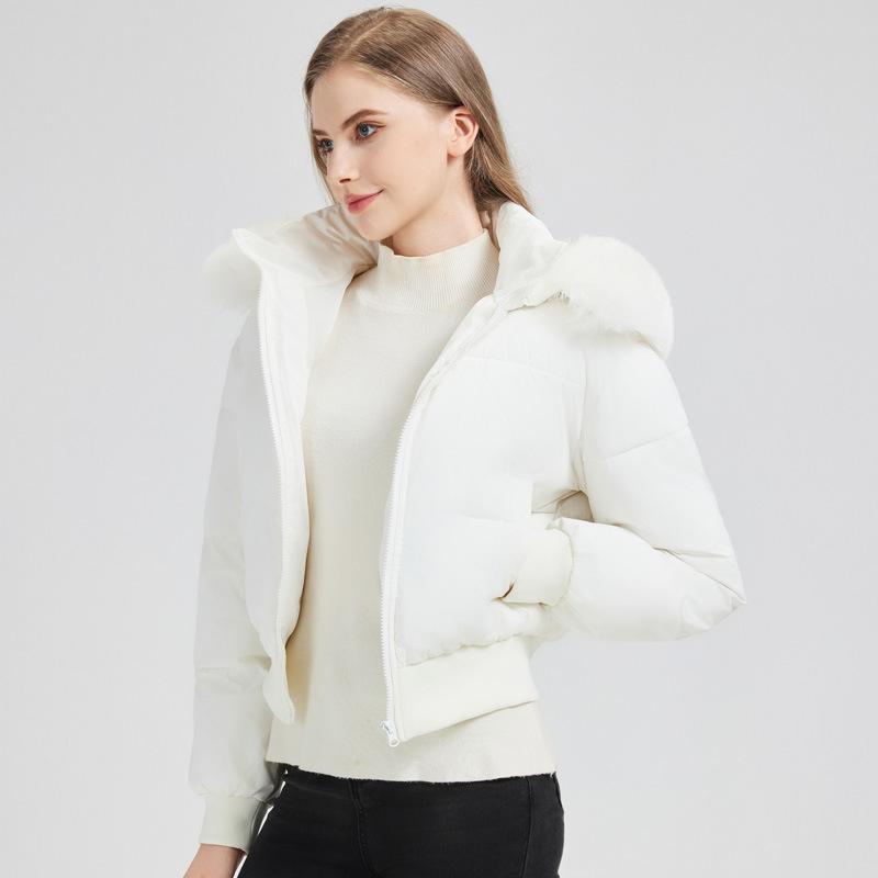 Winter 2025 New Fur Collar Casual Versatile Cotton Jacket Women's Hooded Short Warm Cotton Jacket Hooded New Jacket