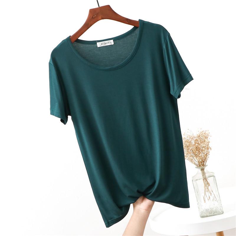 Women's Crew Neck Short Sleeve Tee Slim Fit Casual Modal Fabric Basic Daily Wear Top