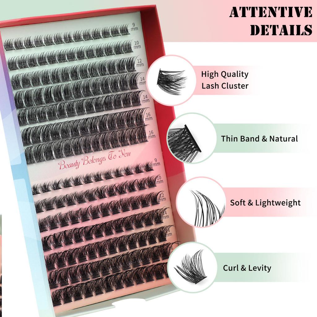 Diy Segmented Single-Cluster False Eyelashes 9-16Mm Eyelashes C Curvature Dense Curl