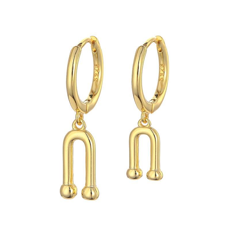 ANENJERY Asymmetric U Shape Hoop Earrings For Women Simple Exquisite Ear Buckle Jewelry Gifts